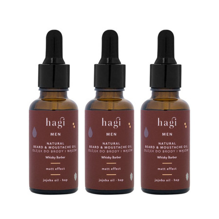 Zestaw: 3x Hagi Men - Naturalny olejek do brody i wąsów mat Whisky Barber 30ml