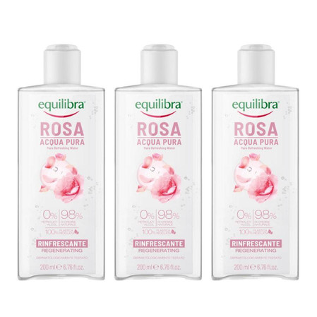 Zestaw: 3x Equilibra − Czysta woda różana orzeźwiająca − 200 ml