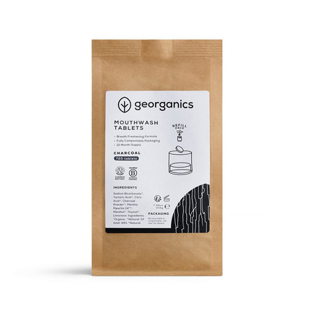 Georganics, Naturalne tabletki do płukania jamy ustnej, do codziennej pielęgnacji, z aktywnym węglem, 720 tabletek