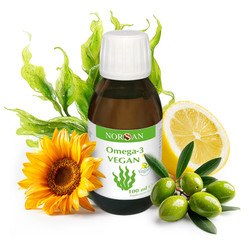 Norsan kwasy Omega-3 z olejem z alg roślinnych 100 ml smak cytryna Vegan