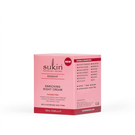 Sukin, ROSEHIP Wzbogacający krem na noc, 120 ml