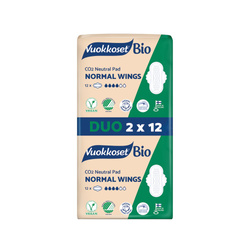 Vuokkoset, BIO, Podpaski ze Skrzydełkami Normal, 2-pack 2x12szt