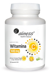 Aliness Witamina C 500 mg, micoractive 12h x 100 kaps. Vege