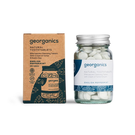 Georganics, Naturalne tabletki do mycia zębów, English Peppermint, 120 tabletek