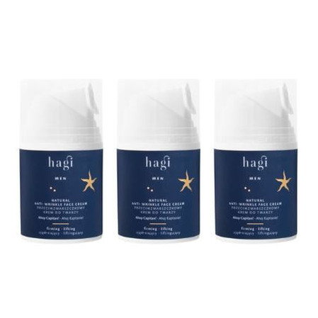 Zestaw: 3x Hagi Men - Naturalny krem do twarzy przeciwzmarszczkowy Ahoj Kapitanie 50ml
