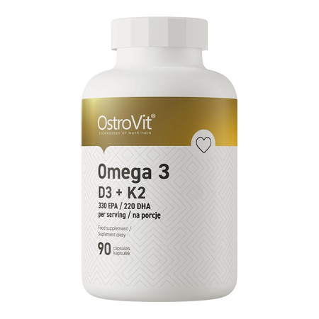 OstroVit Omega 3 D3+K2 kwasy tłuszczowe EPA i DHA 90 kaps.