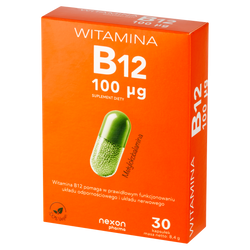 Nexon Witamina B12 100μg wspiera prawidłowe funkcjonowanie organizmu 30 kaps.
