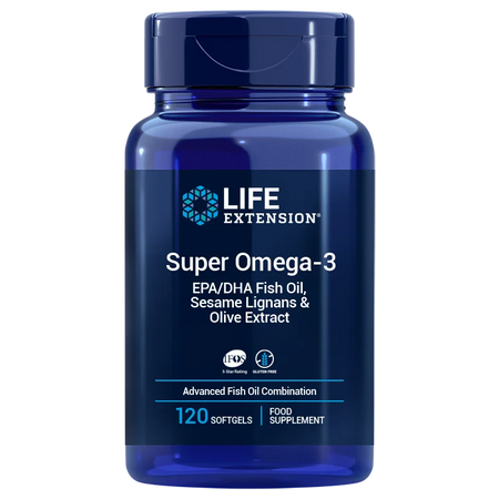 LIFE EXTENSION Super Omega-3 EPA/DHA z Lignanami Sezamowymi i Ekstraktem z Oliwek (120 kaps. miękkich)