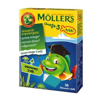 Mollers omega-3 żelki rybki o smaku owocowym 36 sztuk