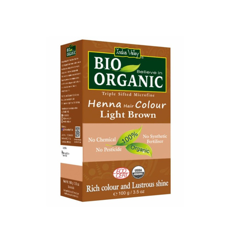 Indus Valley, Henna - farba do włosów na bazie henny, JASNY BRĄZ, w 100% ekologiczna, 100 g