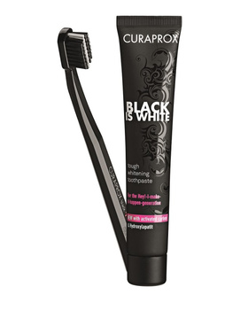 Curaprox zestaw black is white szczoteczka + pasta 90 ml