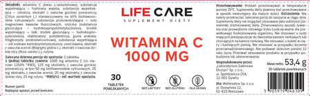 Life Care Witamina C 1000 mg − 30 tabl.