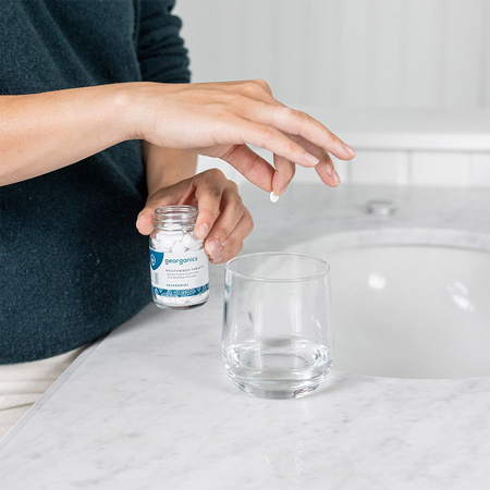 Georganics, Naturalne tabletki do płukania jamy ustnej, do codziennej pielęgnacji, smak mięty pieprzowej, 180 tabletek