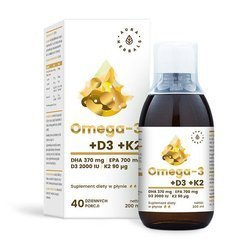 Aura Herbalsk Omega-3 kwasy tłuszczowe (370 DHA) + D3 (2000IU) + K2MK7 w płynie 200 ml