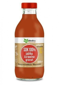 EkaMedica SOK 100% jabłko żurawina granat 300ml-suplemet diety