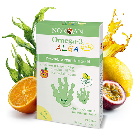 Norsan Omega-3 ALGA Jelly dla dzieci 45 żelek smak tutti frutti