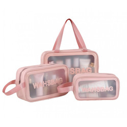 Washbag zestaw 3 kosmetyczek Pudrowy Róż KS83