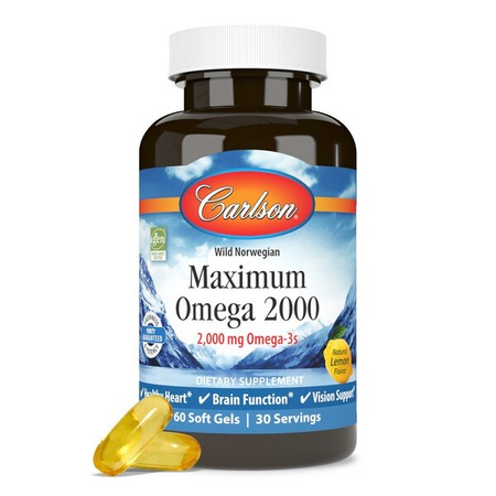 Carlson Labs Maximum Omega 2000 kwasy tłuszczowe EPA i DHA - 60 kaps.