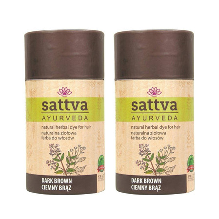 Zestaw: 2x Sattva - Henna Naturalna ziołowa farba do włosów Ciemny Brąz 150g