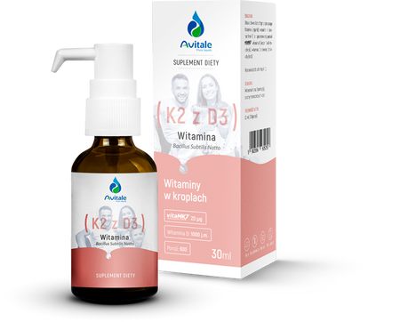 Avitale Witamina K2 + D3 FORTE (Vita MK7) 50uq + D3 4000IU Olive 30 ml