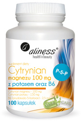 Aliness Cytrynian Magnezu 100 mg z potasem 150 mg oraz B6 (P-5-P) x 100 VEGE kaps.