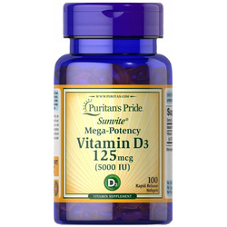 Puritans Pride Witamina D3 5000 IU - 100 kaps.