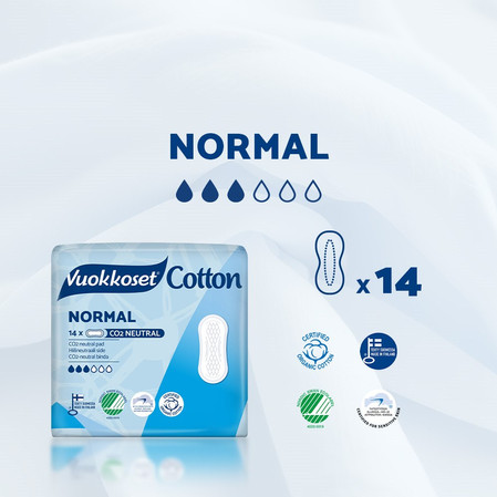 Vuokkoset, COTTON, NORMAL, Podpaski bez skrzydełek, 14 szt.
