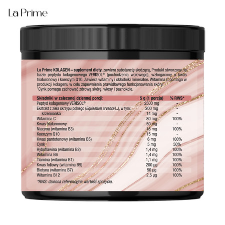 Primabiotic La Prime kolagen na wsparcie pięknej skóry 150 g smak malina z nutą cytryny