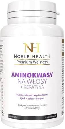 Noble Health Aminokwasy na włosy + keratyna 60 kaps.