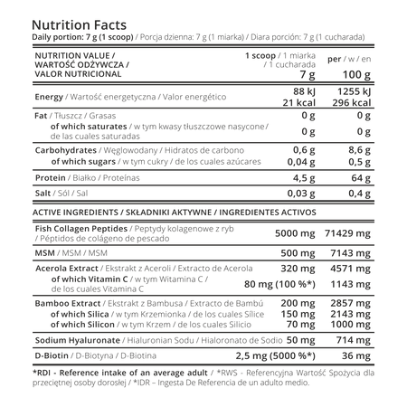 7Nutrition Marine Collagen Peptides hydrolizowany kolagen morski smak malina-truskawka 315g