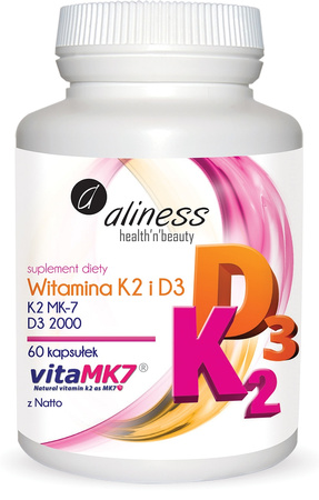 Aliness Witamina K2 MK-7 100 µg z Natto + D3 x 60 kaps.