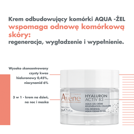 Avène Hyaluron Activ B3 Krem odbudowujący komórki aqua-żel 50 ml