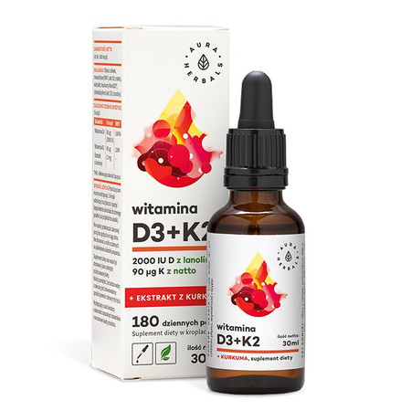 Aura herbals - D3 + K2 MK7 + kurkuma w kroplach 30 ml