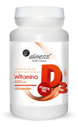 Aliness Witamina D3 4000 IU FORTE OIL naturalna lanolina 120 kaps.