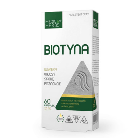 Medica Herbs Biotyna na wsparcie włosów, skóry i paznokci 60 kaps.