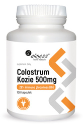 Aliness Colostrum Kozie 28% IG 500 mg x 100 kaps.