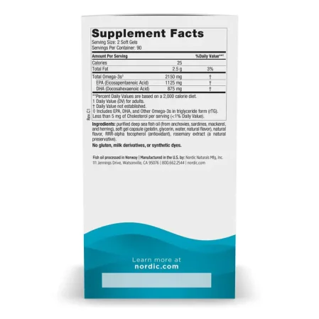 Nordic Naturals Ultimate Omega 2X 2150 mg kwasy tłuszczowe EPA i DHA 180 kaps. smak Lemon