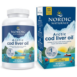 Nordic Naturals Arctic Cod Liver Oil Tran Omega-3 z dorsza750 mg - 180 kaps. smak cytryna