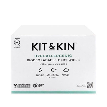 Kit & Kin, Chusteczki nawilżane dla dzieci, 60 szt.