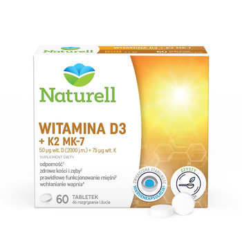 Naturell witamina D3 + K2 MK-7 60 tabletek do ssania