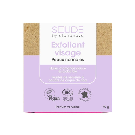 Alphanova Solide, Peelingująca kostka do mycia twarzy, 75g