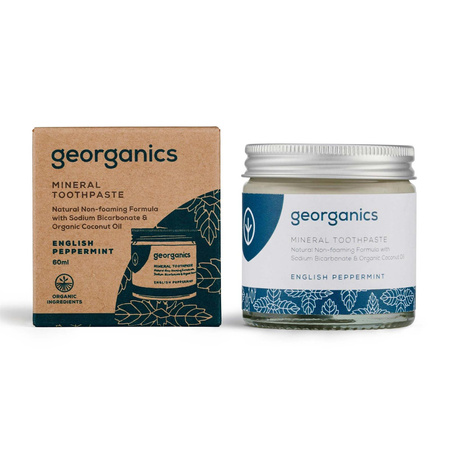 Georganics, Mineralna pasta do zębów w słoiku English Peppermint, 60ml