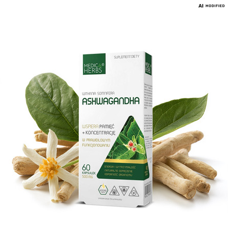 Medica Herbs Ashwagandha na wsparcie w redukcji stresu 60 kaps.