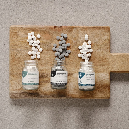 Georganics, Naturalne tabletki do płukania jamy ustnej, do codziennej pielęgnacji, z aktywnym węglem, 180 tabletek