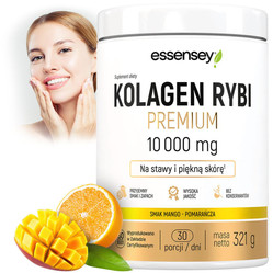 Essensey Kolagen Rybi Premium 10 000mg - 321g smak mango - pomarańcza