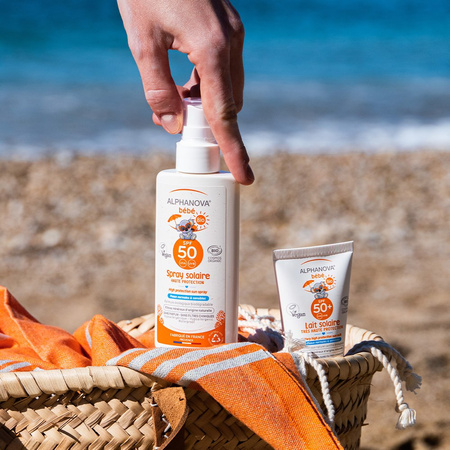 Alphanova Sun Bio, Bebe Przeciwsłoneczny Spray o wysokim filtrze SPF 50 SUN, 125ml