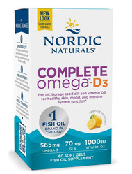 Nordic Naturals Complete Omega-D3 Omega-3 kwasy tłuszczowe EPA i DHA oraz witamina D3 565 mg  smak cytryna