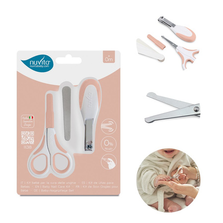 Nuvita, Zestaw kosmetyczny do paznokci: nożyczki, cążki i 5 pilniczków, English Rose