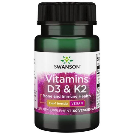 Swanson Witamina D3 200 K2 75mcg 60 k
