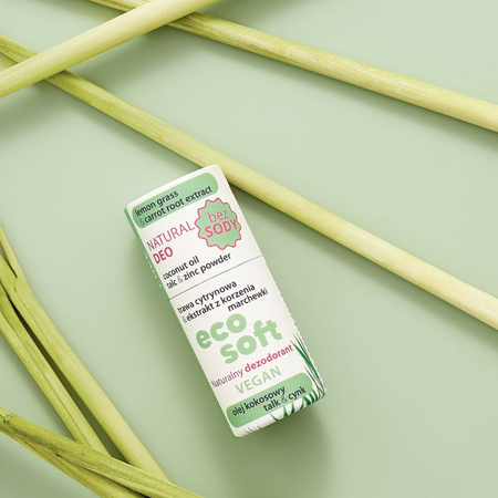 EcoSoft, Naturalny dezodorant damski w sztyfcie, SENSITIVE ZERO WASTE, BEZ SODY, 50 ml